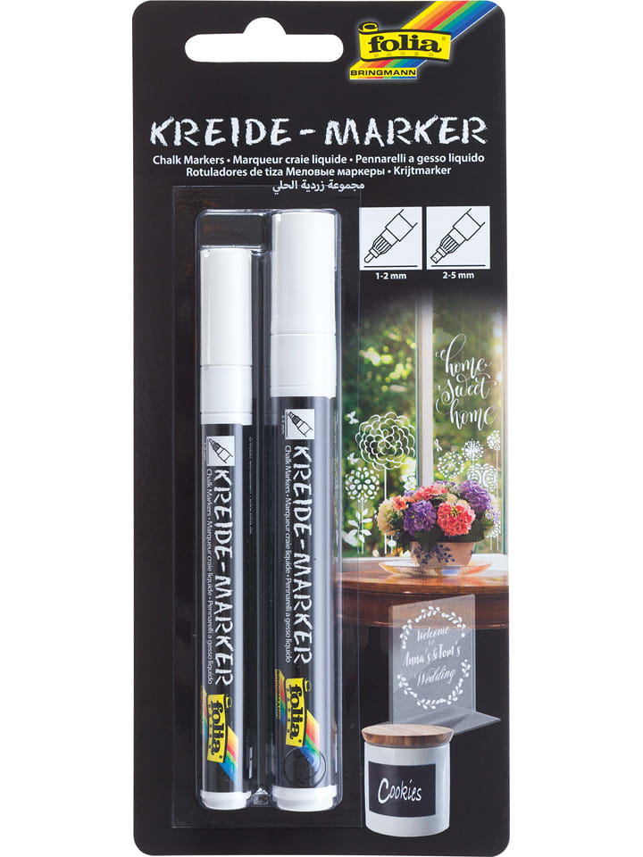 folia PAPER Kredowe pisaki (2 szt.) w kolorze białym rozmiar: onesize