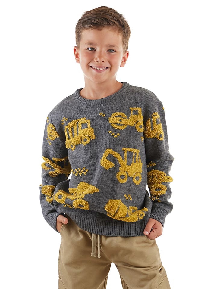 Denokids Sweter "Construction Tools" w kolorze antracytowym rozmiar: 122