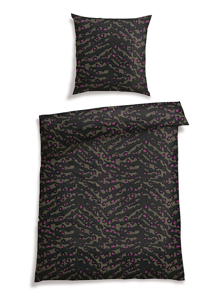 Schiesser Komplet pościeli satynowej "Roan" w kolorze czarnym rozmiar: 135x200 cm