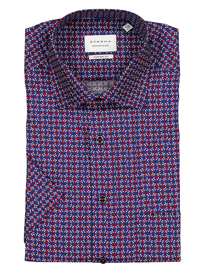 Eterna Koszula - Comfort fit - w kolorze czerwono-niebieskim rozmiar: 42
