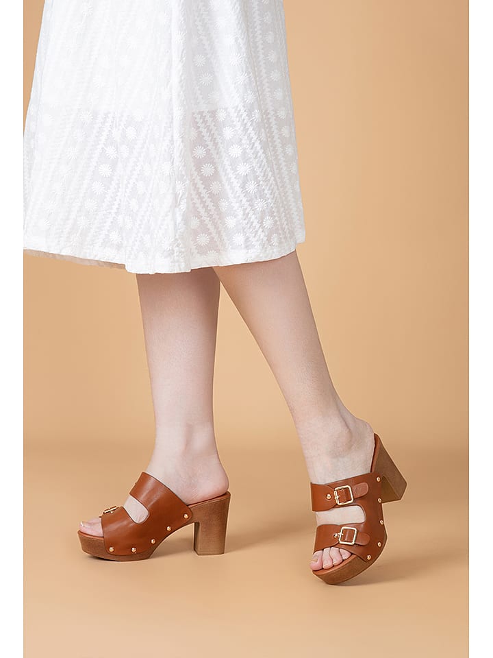 Foreverfolie Klapki w kolorze karmelowym rozmiar: 40