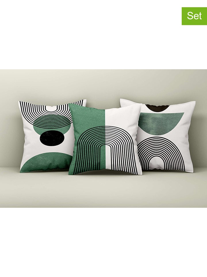 Coin de Pierre Poszewki (3 szt.) w kolorze zielono-czarno-białym na poduszki - 43 x 43 cm rozmiar: onesize