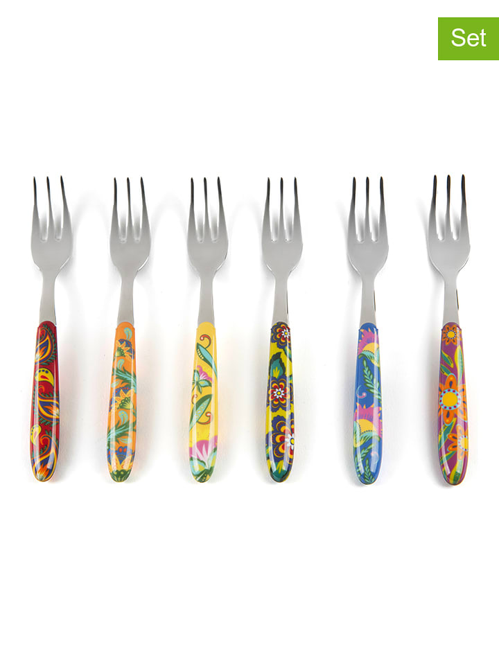 Trendy Kitchen by EXCÉLSA Widelczyki deserowe (6 szt.) ze wzorem - dł. 15 cm rozmiar: onesize