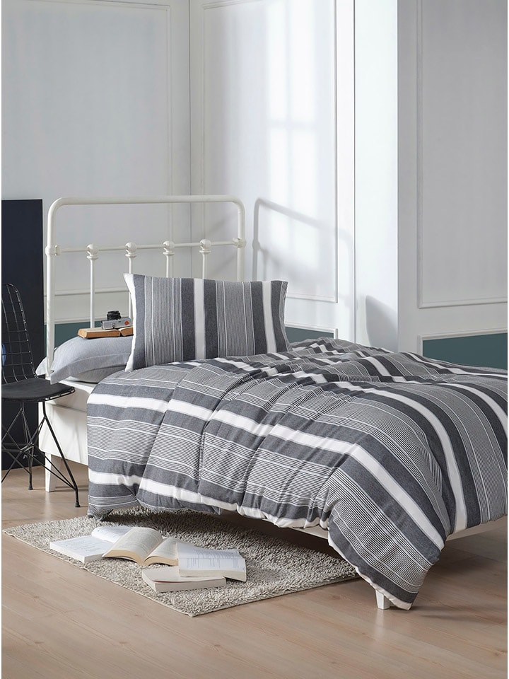 Colourful Cotton Komplet pościeli "Dakar" w kolorze czarno-jasnoszaro-białym rozmiar: 135x200 cm