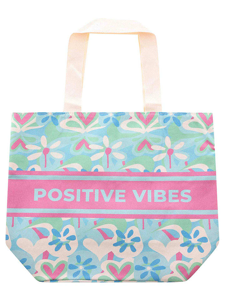 Zwillingsherz Shopper bag w kolorze błękitno-jasnoróżowym - 45 x 38 x 17 cm rozmiar: onesize