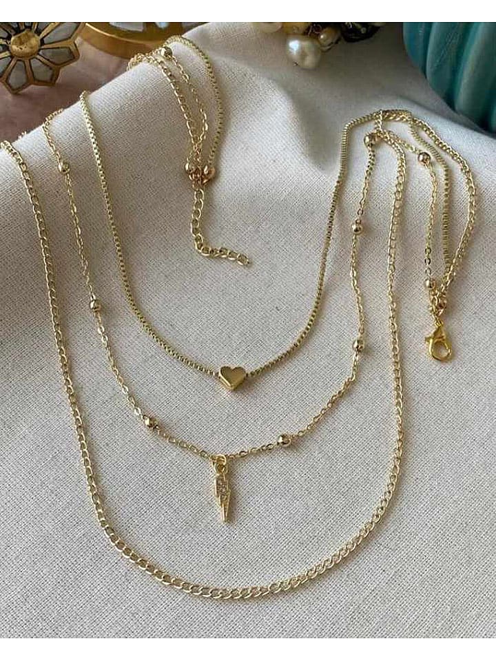 Luseera Pozłacany naszyjnik z elementami ozdobnymi - dł. 55 cm rozmiar: onesize