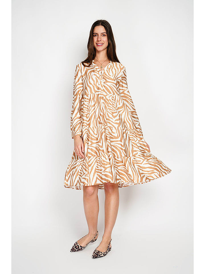 William de Faye Sukienka w kolorze beżowo-białym rozmiar: 34