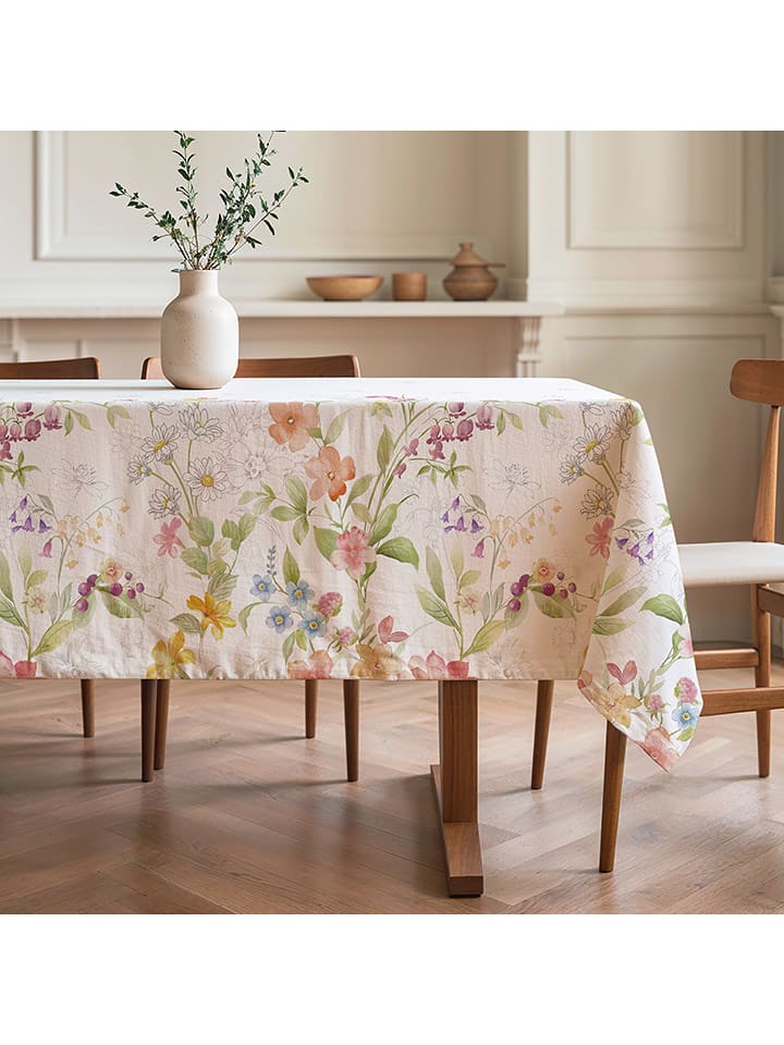 Mint Rugs Obrus "Floral Marela" w kolorze biało-fioletowo-jasnoróżowym rozmiar: 155x200 cm