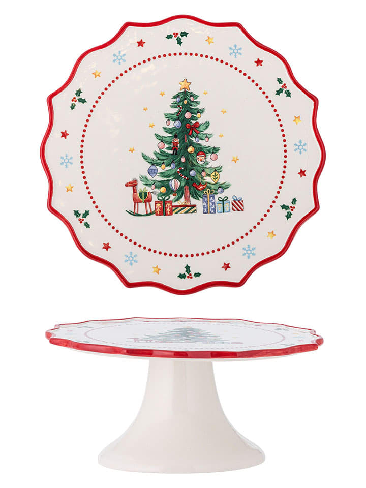 Bloomingville Etażerka "Naive Cake" w kolorze kremowo-czerwono-zielonym - wys. 9 x Ø 21 cm rozmiar: onesize