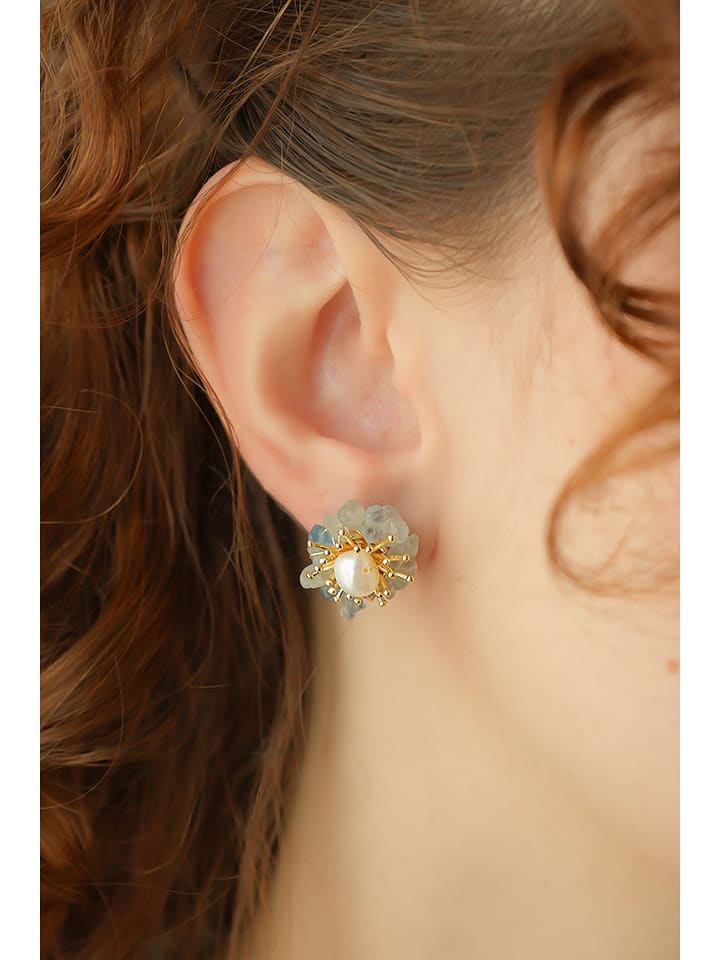 Pierres delicates Kolczyki-wkrętki w kolorze białym z perłami i ametystami rozmiar: onesize