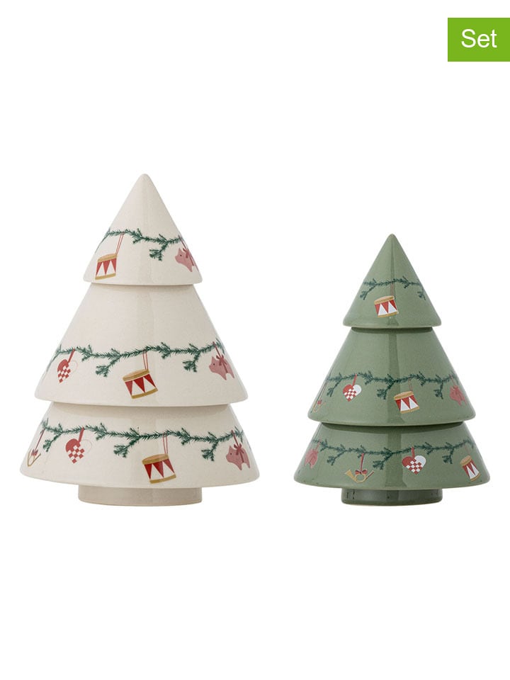Bloomingville Figurki dekoracyjne (2 szt.) "Yule" w kolorze biało-zielonym rozmiar: onesize