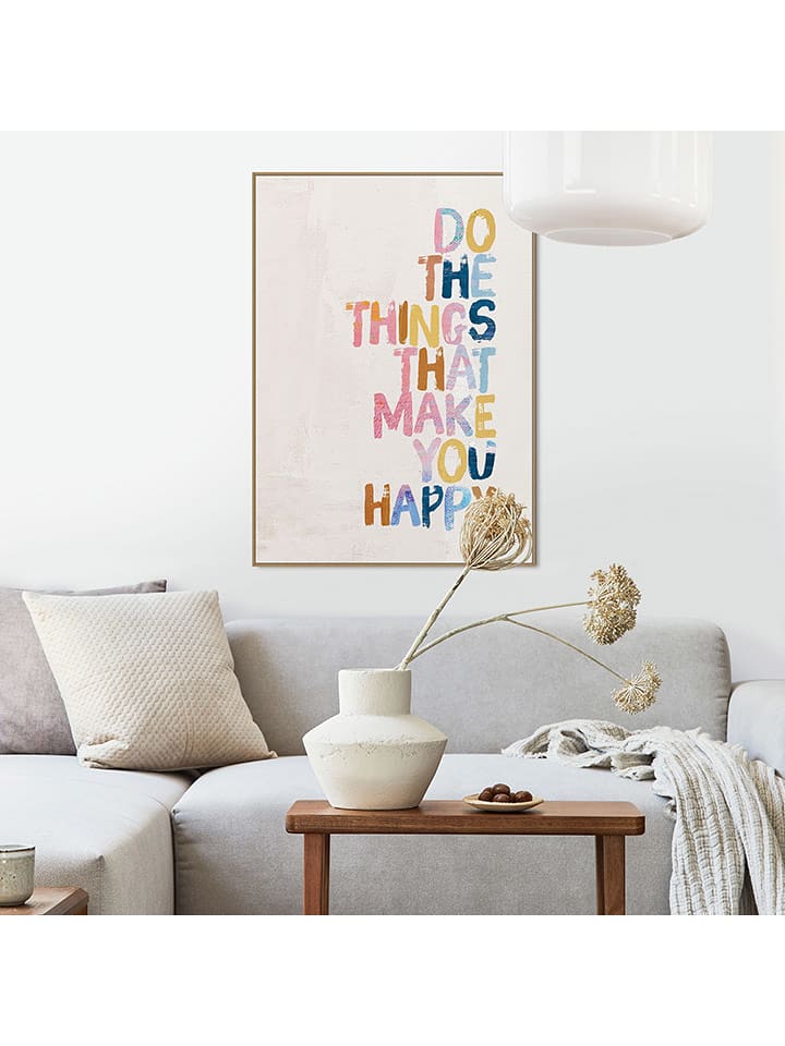 Orangewallz Druk artystyczny "Happy Things" w ramce rozmiar: 50x70 cm