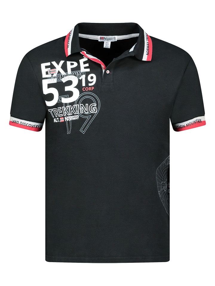 Geographical Norway Koszulka polo "Krug" w kolorze czarnym rozmiar: S