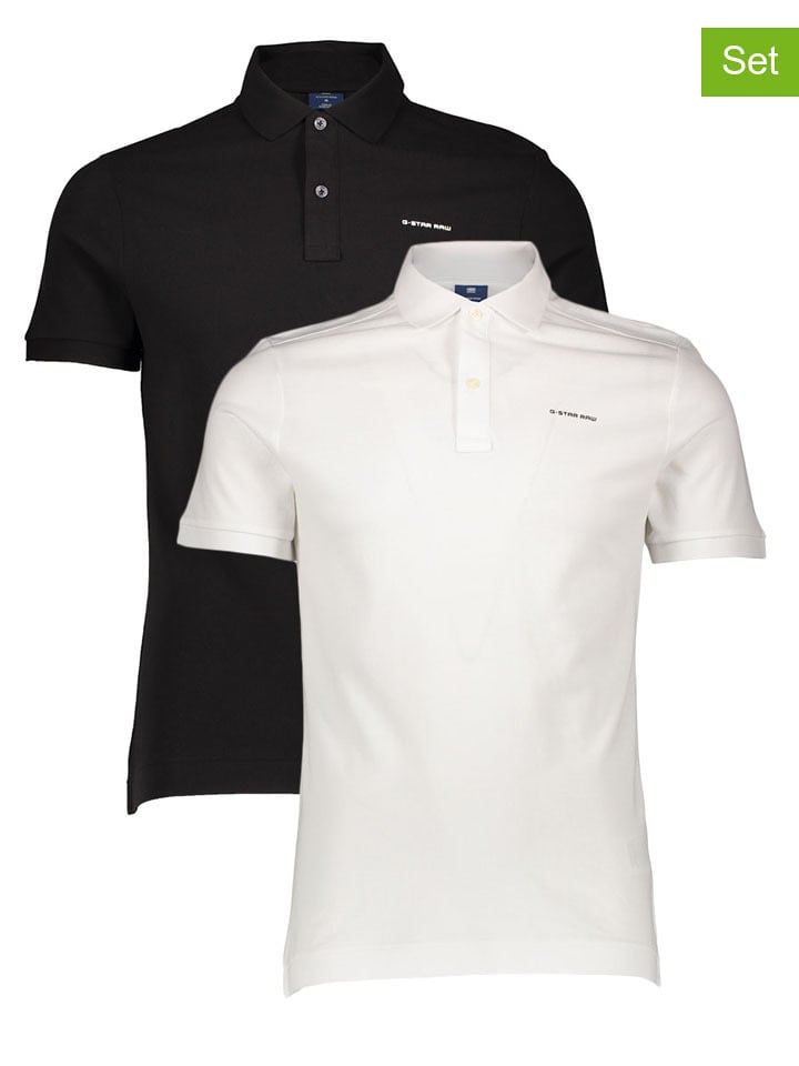 G-Star Koszulki polo (2 szt.) w kolorze białym i czarnym rozmiar: M