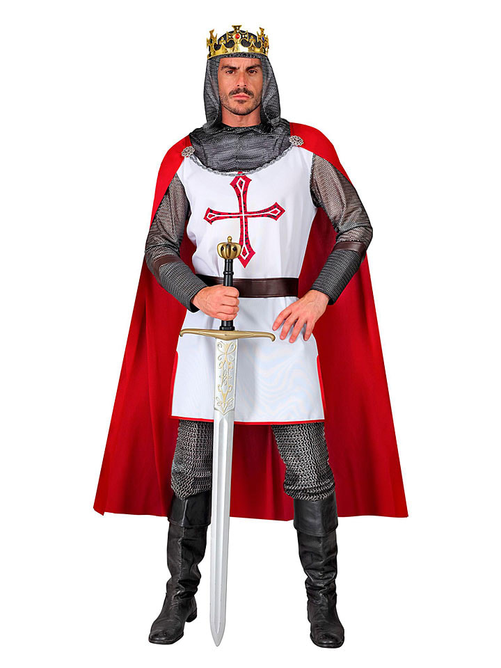 Carnival Party 3-częściowy kostium "Knight Templar" w kolorze biało-czerwono-srebrnym rozmiar: XL