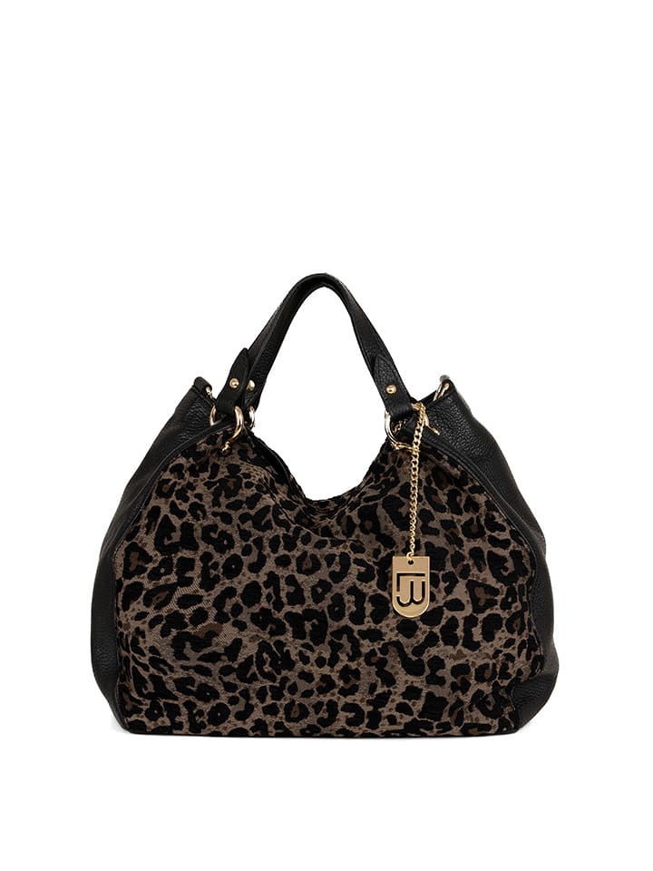 Lucca Baldi Skórzana torebka "Pescia" w kolorze brązowo-czarnym - 34 x 27 x 18 cm rozmiar: onesize