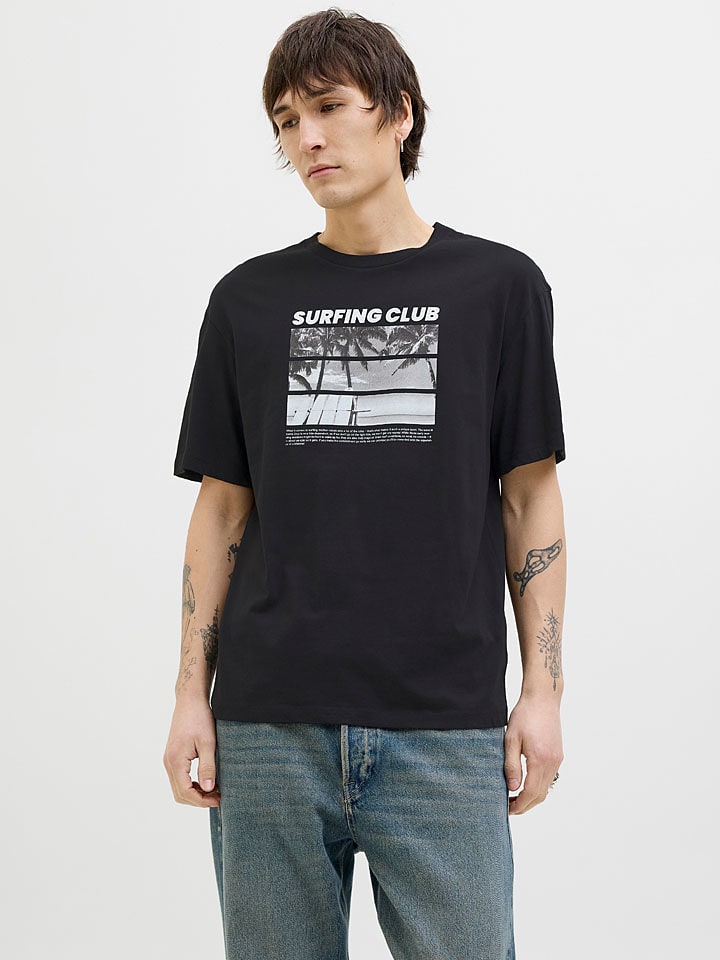 Jack & Jones Koszulka "Porto" w kolorze czarnym rozmiar: S