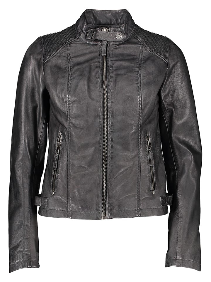 BLUE MONKEY Skórzana kurtka "Helia" w kolorze ciemnoszarym rozmiar: XL