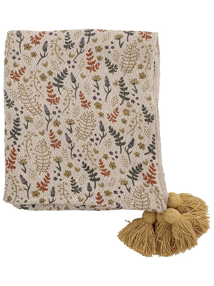 Bloomingville Pled w kolorze beżowo-żółtym - 160 x 130 cm rozmiar: onesize