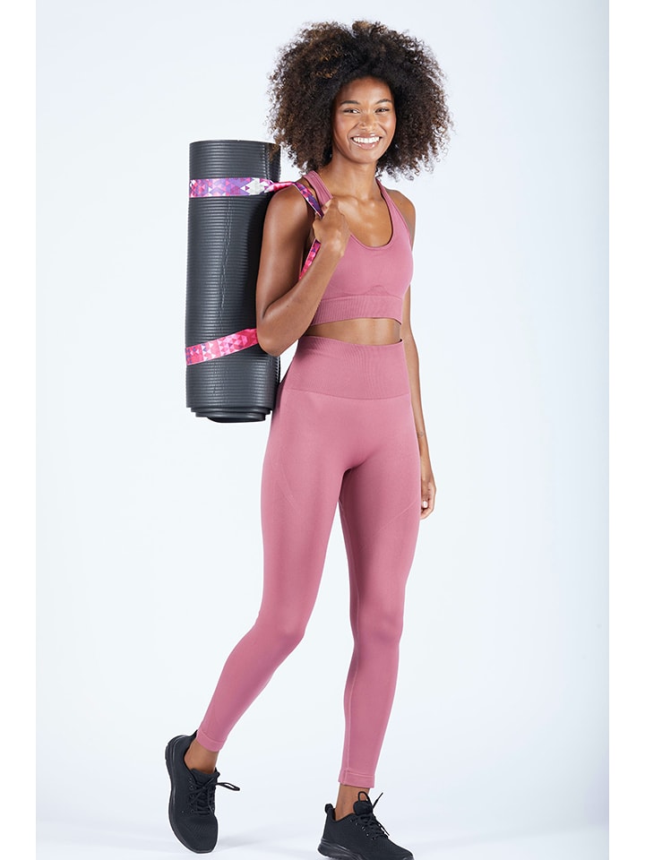 Onamaste Legginsy sportowe "Elisa" w kolorze szaroróżowym rozmiar: S/M