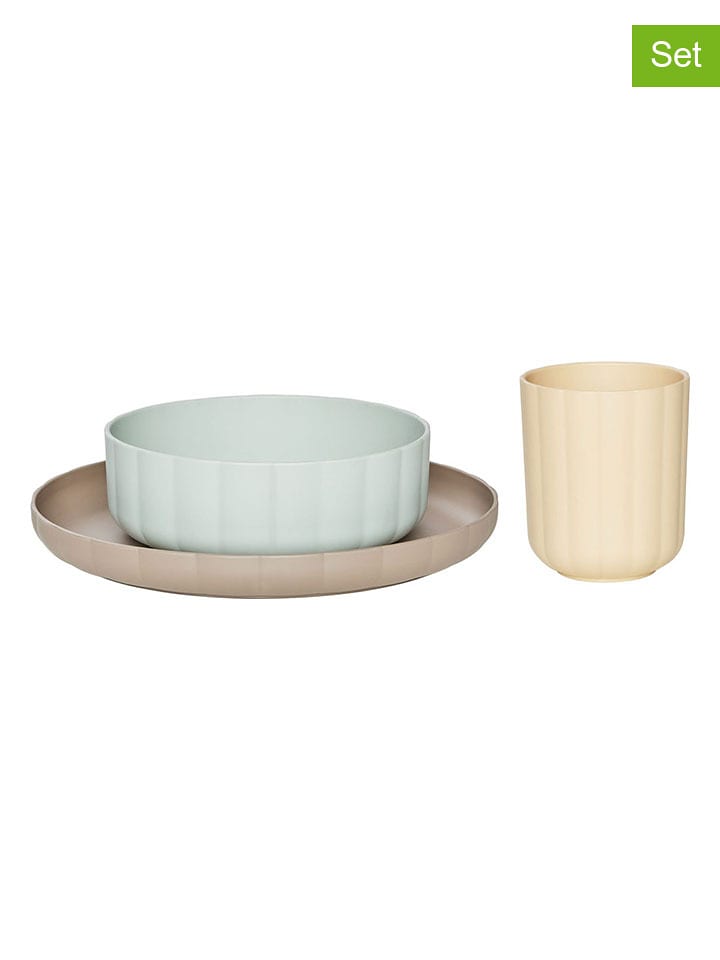 OYOY mini 3-częściowy zestaw "Pullo" w kolorze jasnobrązowo-błękitno-kremowym rozmiar: onesize