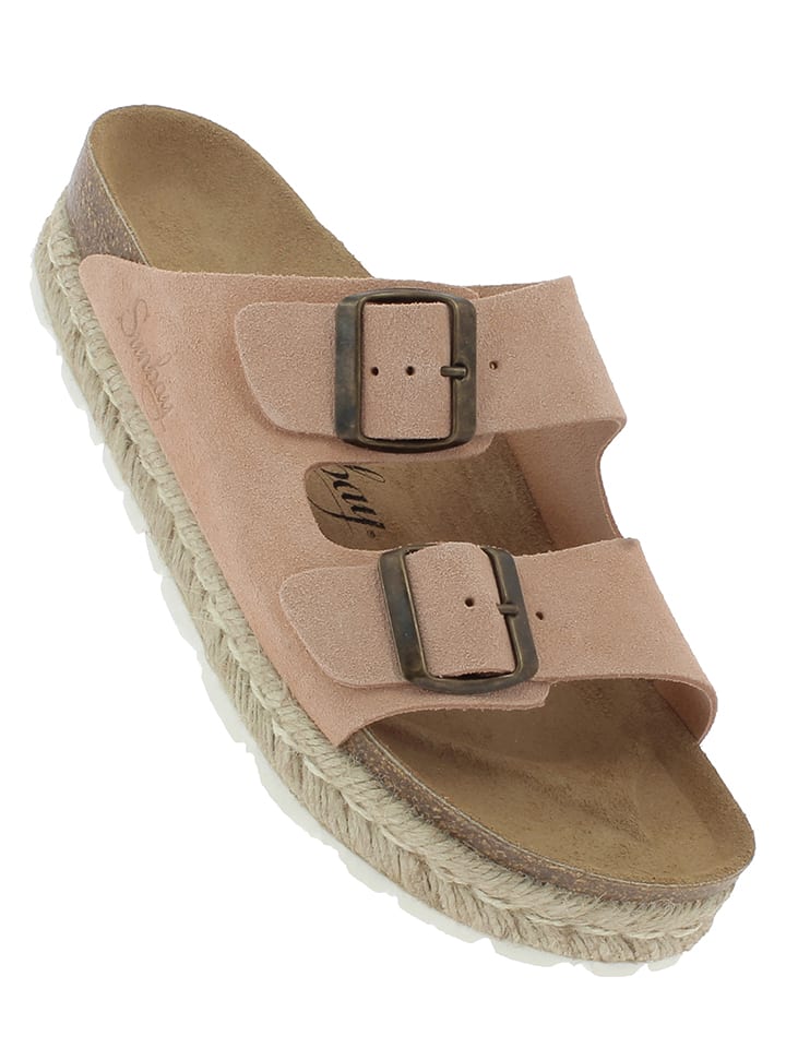 Sunbay Skórzane klapki "Orange" w kolorze jasnoróżowym rozmiar: 41