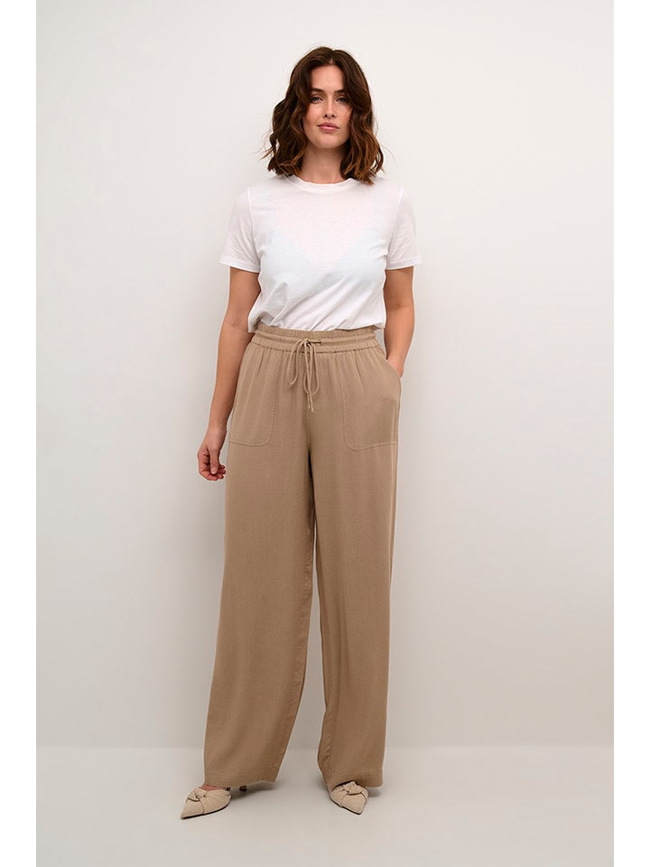 Kaffe Spodnie w kolorze jasnobrązowym rozmiar: 34