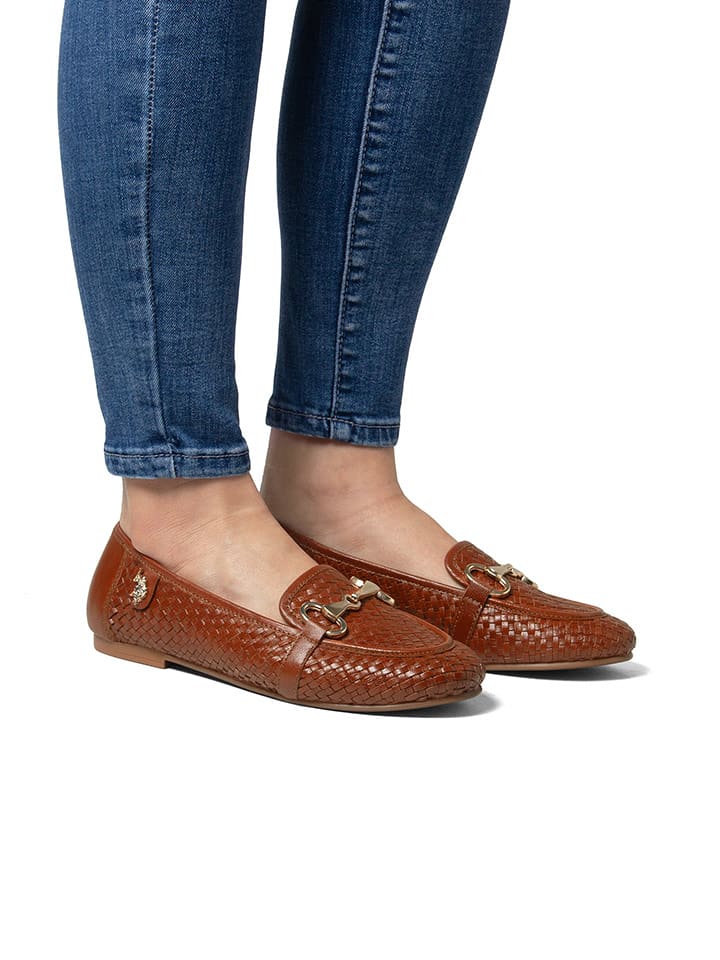 U.S. Polo Assn. Skórzane mokasyny w kolorze jasnobrązowym rozmiar: 35