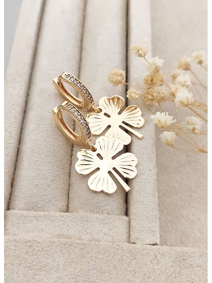 Nakkash Pozłacane kolczyki-kreole z cyrkoniami rozmiar: onesize