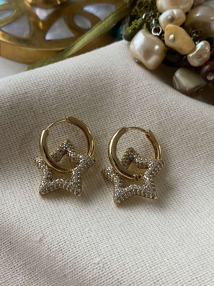 Luseera Pozłacane kolczyki-kreole z cyrkoniami rozmiar: onesize