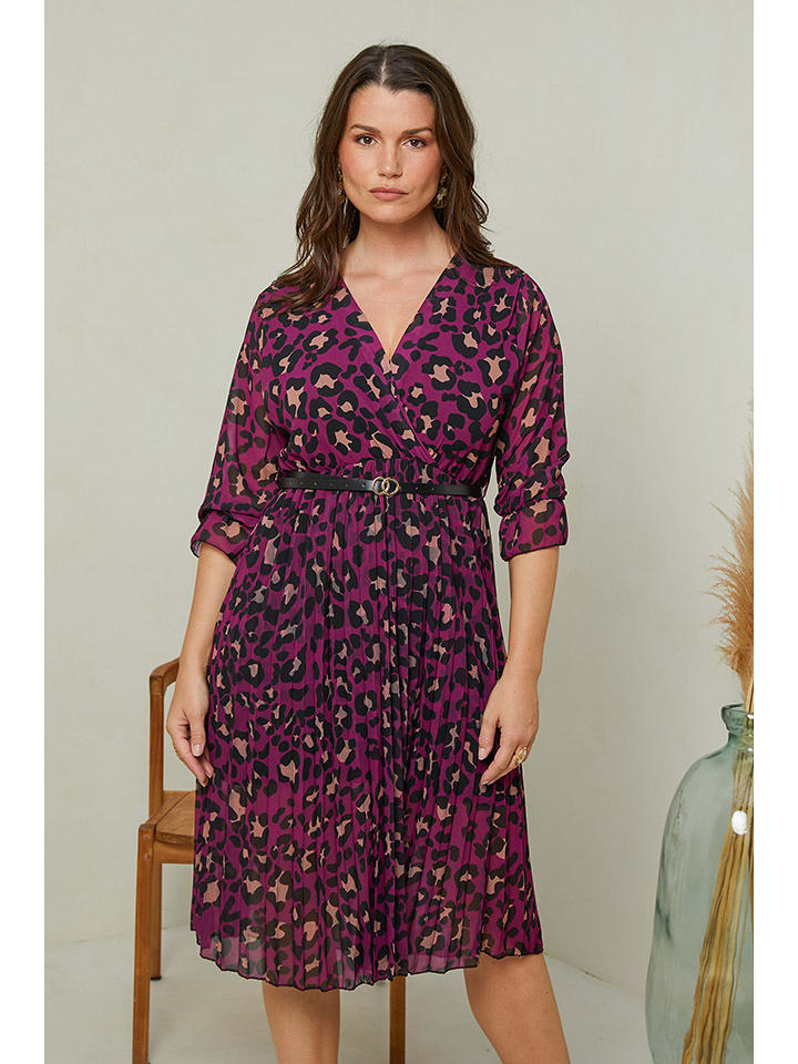 Curvy Lady Sukienka w kolorze jagodowo-czarnym rozmiar: 44/46