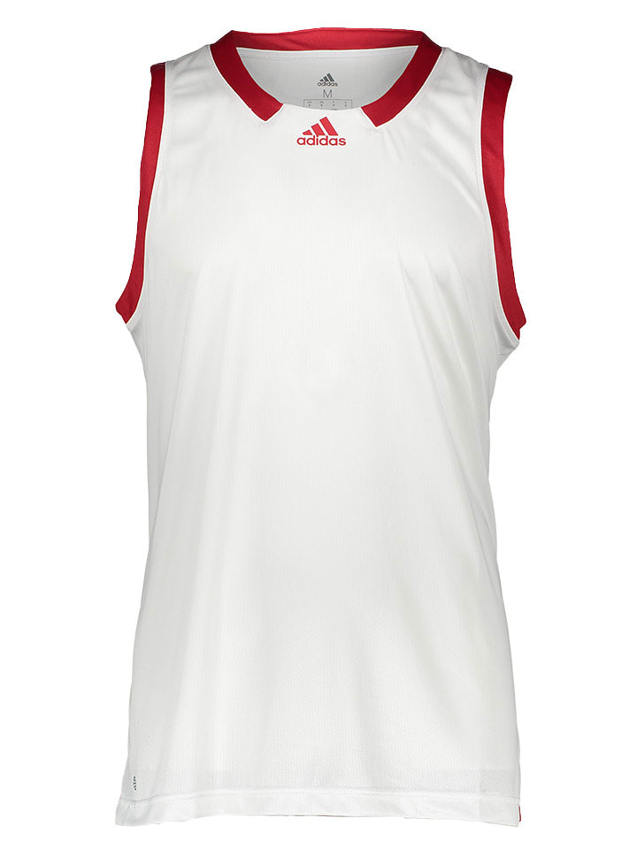 adidas Top sportowy w kolorze biało-czerwonym rozmiar: M