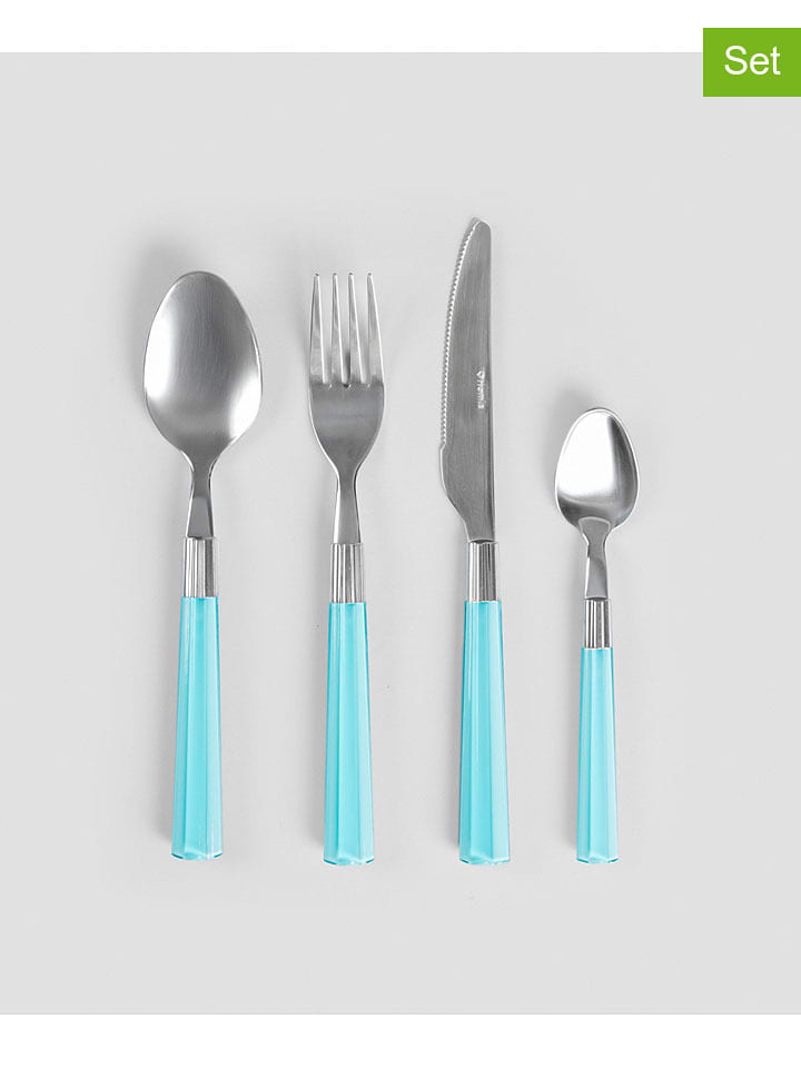 Homla 16-częściowy zestaw sztućców "Seashell" w kolorze srebrno-turkusowym rozmiar: onesize