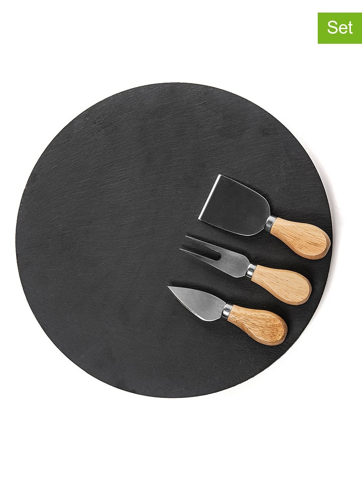 Homla 4-częściowy zestaw "Stone" w kolorze czarno-beżowym do sera rozmiar: onesize