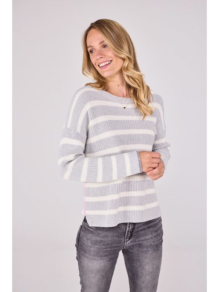 LIEBLINGSSTÜCK Sweter "Annika" w kolorze jasnoszaro-białym rozmiar: 38