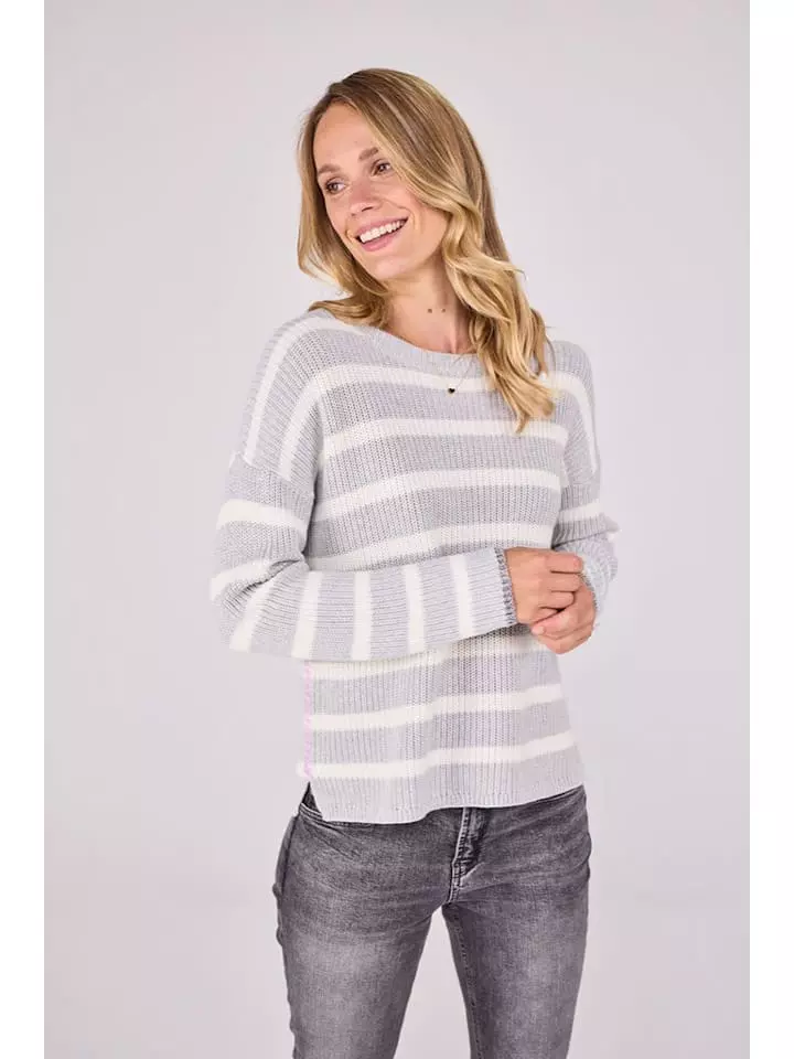 LIEBLINGSSTÜCK Sweter "Annika" w kolorze jasnoszaro-białym rozmiar: 38