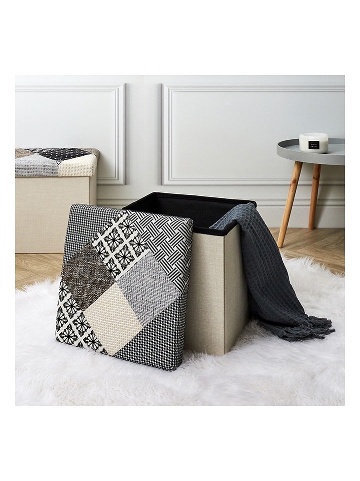 THE HOME DECO FACTORY Hocker w kolorze szaro-beżowym ze schowkiem - 38 x 38 x 38 cm rozmiar: onesize