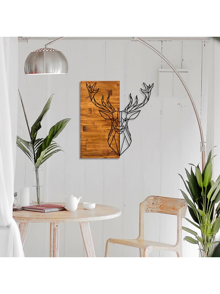 ABERTO DESIGN Dekoracja ścienna "Deer" - 56 x 58 cm rozmiar: onesize