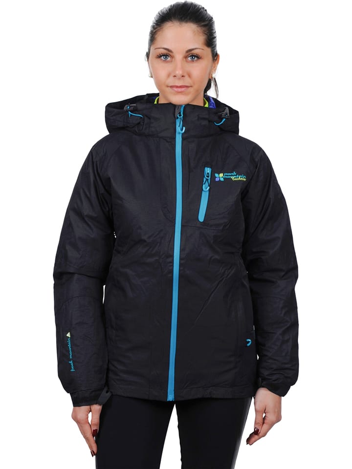 Peak Mountain Kurtka narciarska 3w1 "Acixi" w kolorze czarno-fioletowym rozmiar: S