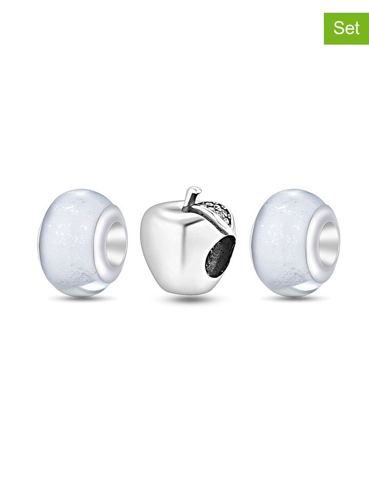 CHARM'S Srebrne charmsy (3 szt.) ze szkłem Murano rozmiar: onesize