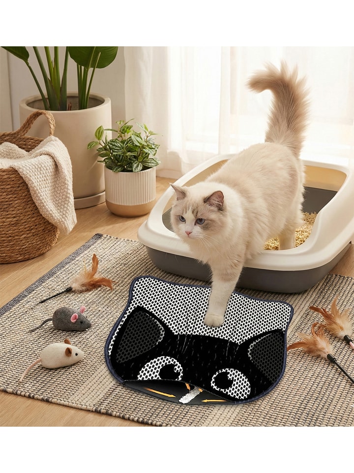 Paws&Whiskers Mata w kolorze czarnym pod kuwetę - 50 x 40 cm rozmiar: onesize