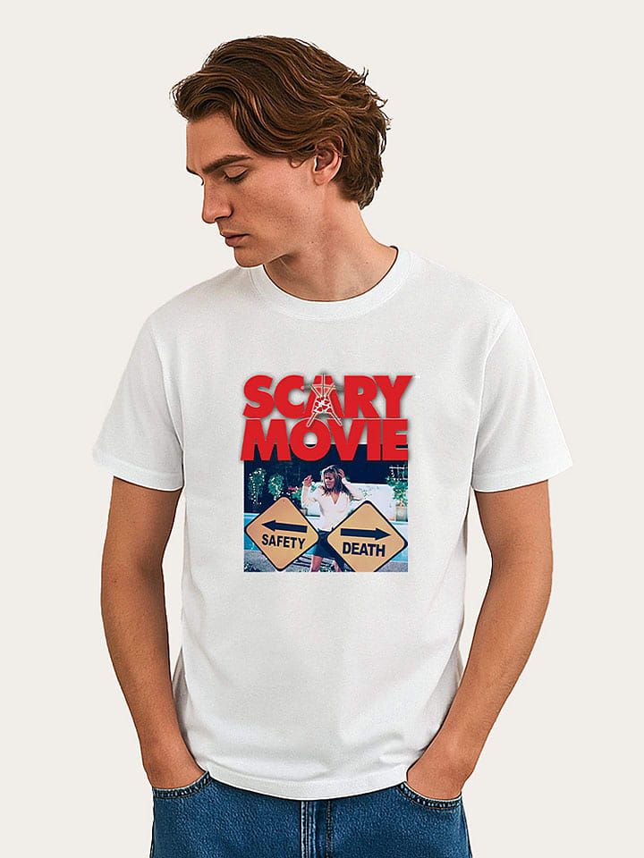 WOOOP Koszulka "Scary Movie Official Safety vs Death" w kolorze białym rozmiar: XL