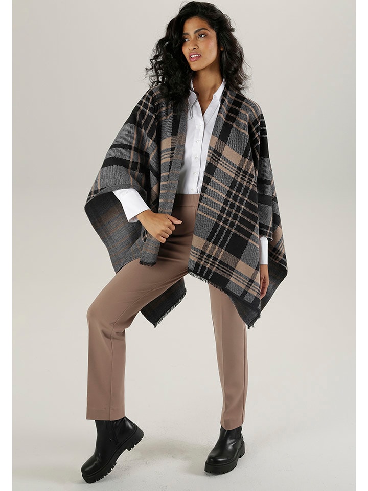 Aniston Ponczo w kolorze czarno-jasnobrązowym rozmiar: 34-38