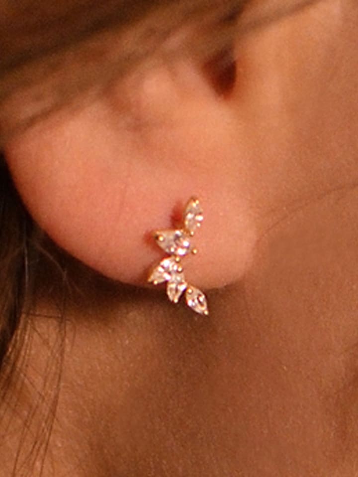 OR ÉCLAT Złote kolczyki-wkrętki "Five petals" z cyrkoniami rozmiar: onesize