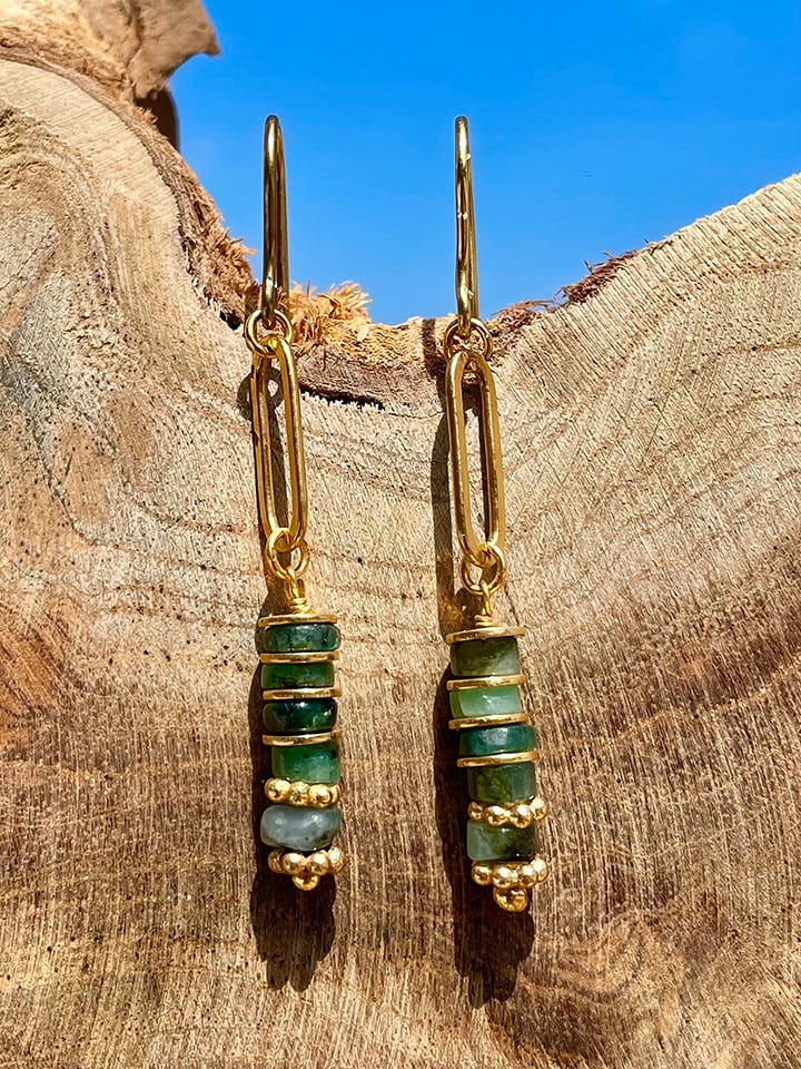 Taboo Pozłacane kolczyki ze szmaragdami rozmiar: onesize