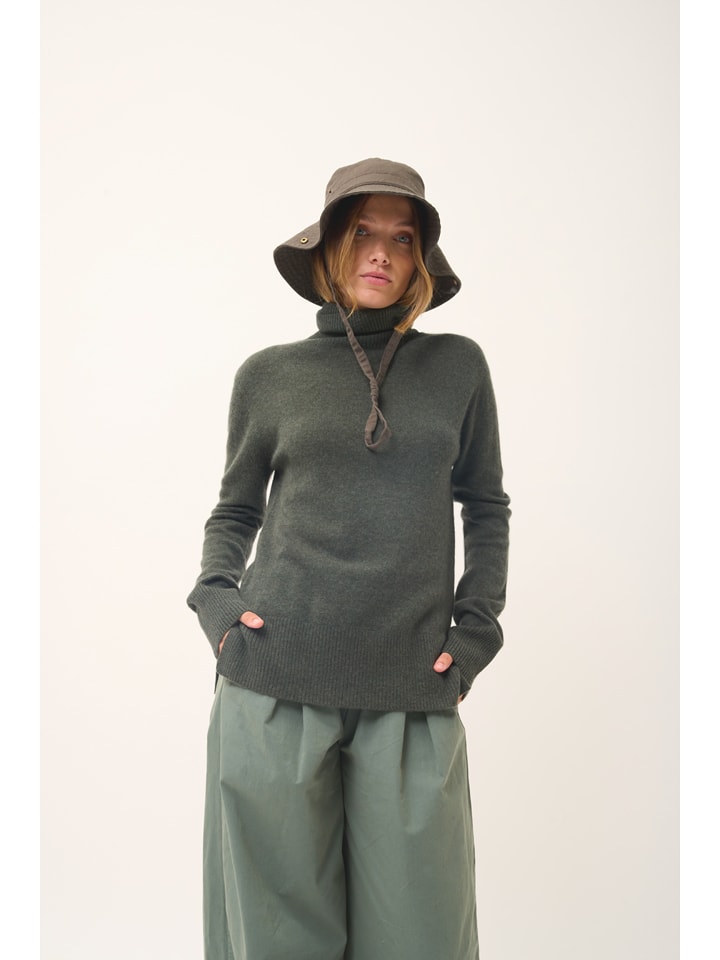 Just Cashmere Kaszmirowy golf "Lexie" w kolorze khaki rozmiar: M