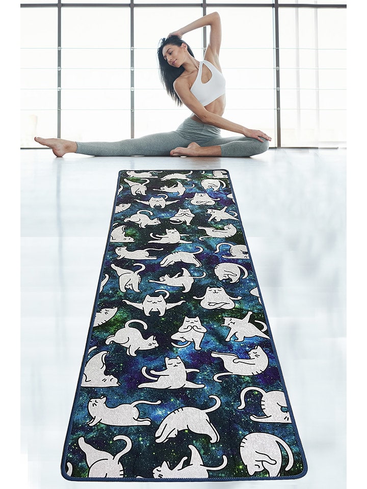 ABERTO DESIGN Dywan w kolorze granatowo-białym do jogi rozmiar: 60x200 cm