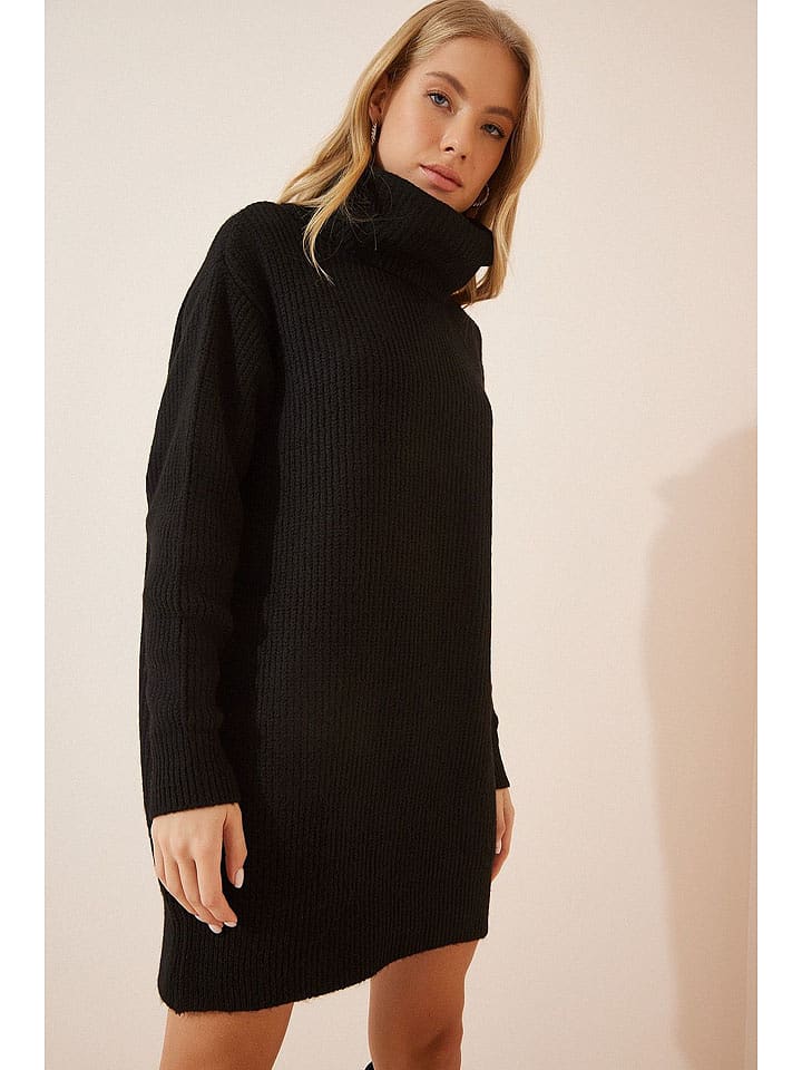 Happiness Istanbul Sukienka dzianinowa w kolorze czarnym rozmiar: onesize