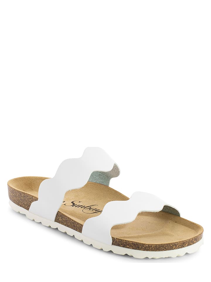 Sunbay Skórzane klapki "Bejuma" w kolorze białym rozmiar: 38