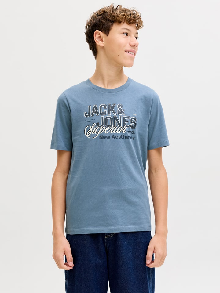 JACK & JONES Junior Koszulka "Logo" w kolorze niebieskim rozmiar: 152